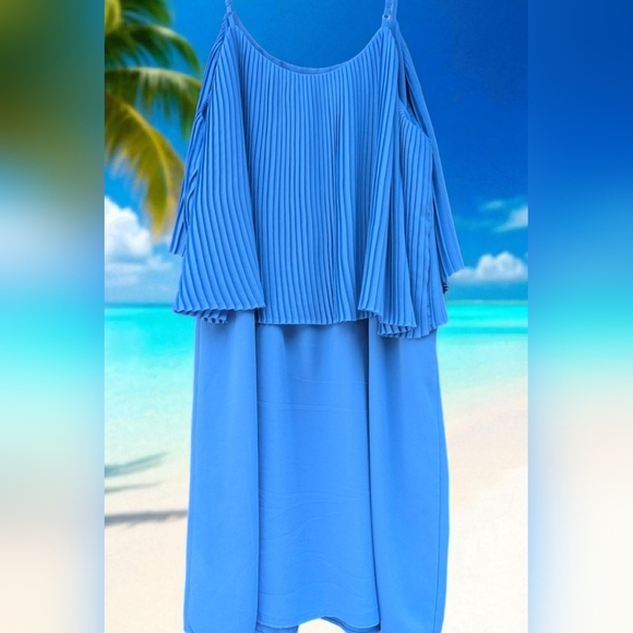 Mossimo Supply Co. Blue Pleated Dress Size Large (EUC) - Picture 9 of 10